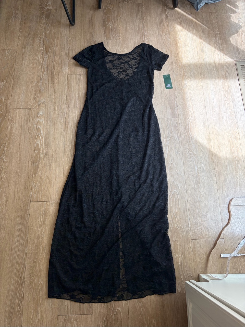 Wild Fable Black Low Back Lace Maxi Dress Slip - NWT